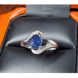 1.00Ctw Sapphire & Diamond Ring Sterling Silver $1Nr